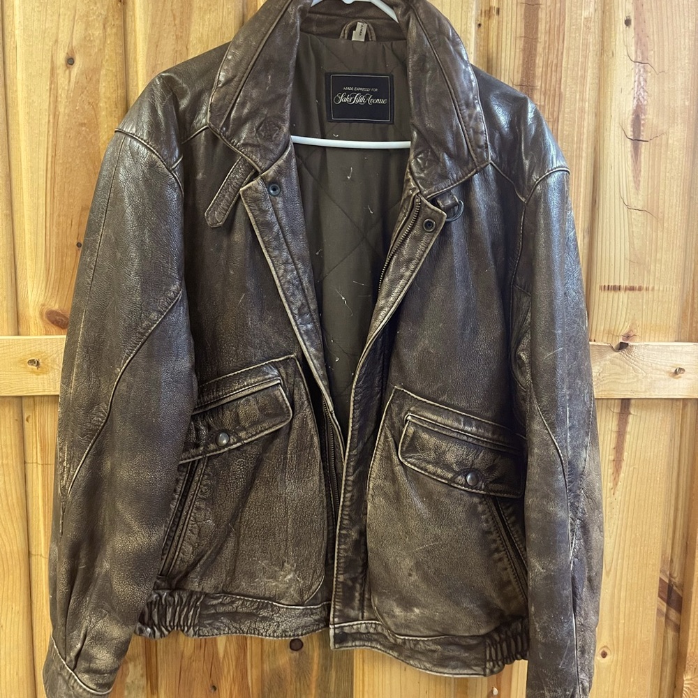 Saks 5th Ave Mens Leather Jacket 44